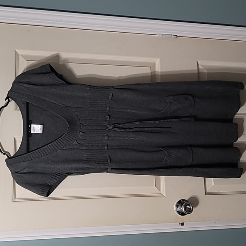 JFW Just For Wears Grey Swoop Neck Knitted Pocketed Sweater Dress Women's XL‎